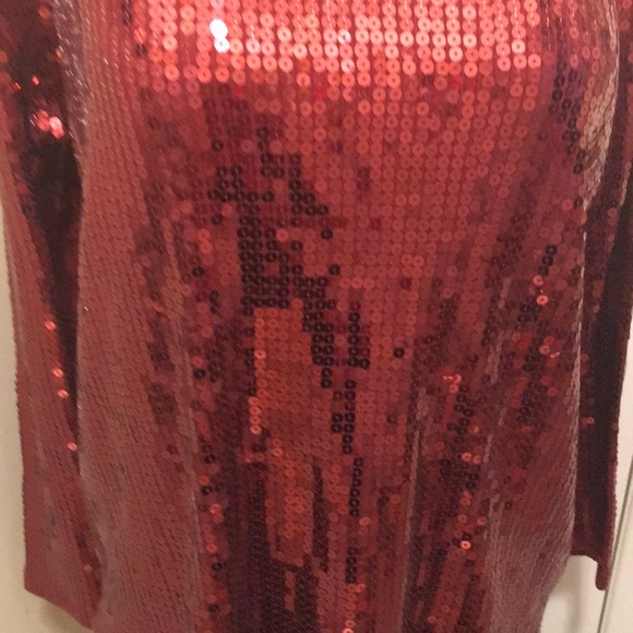 - Pink Shimmer sequin long blouse Sz LG Stretchy - Picture 3 of 7